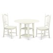 Pemberly Row 3-Piece Dining Set with Round Wood Table in White