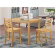 Pemberly Row Yarmouth 3-Piece Counter Height Dining Set in Oak