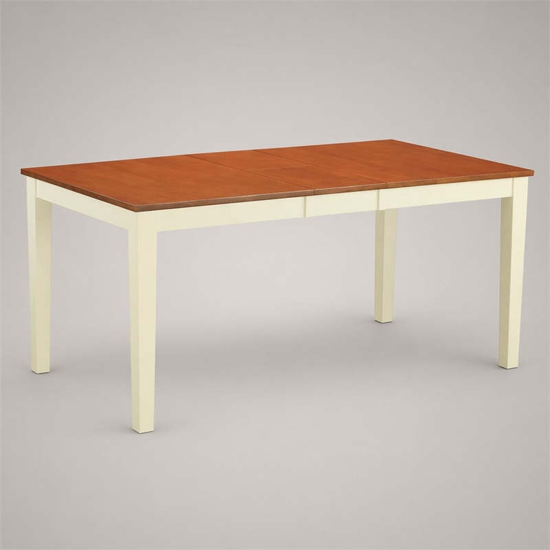Pemberly Row Rectangular Extendable Wood Dining Table in Cream/Cherry