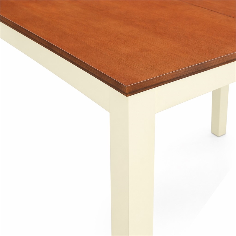 Pemberly Row Rectangular Extendable Wood Dining Table in Cream/Cherry