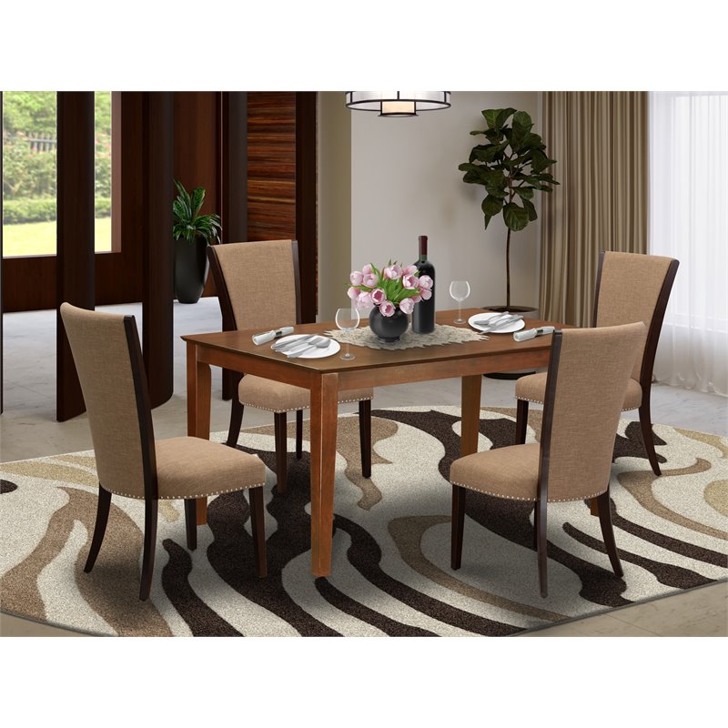 Pemberly Row 5-Piece Wood Dining Table Set in Mahogany Finish