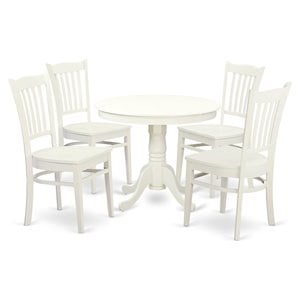 Pemberly Row 5-Piece Wood Kitchen Table Set in Linen White Finish