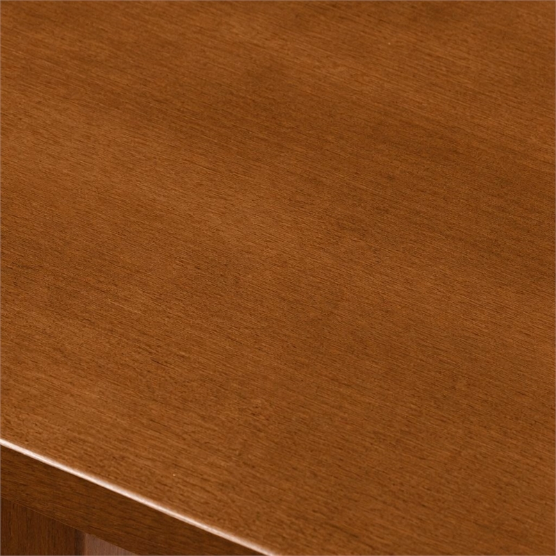 Pemberly Row Rectangular Extendable Wood Dining Table in Saddle Brown Finish