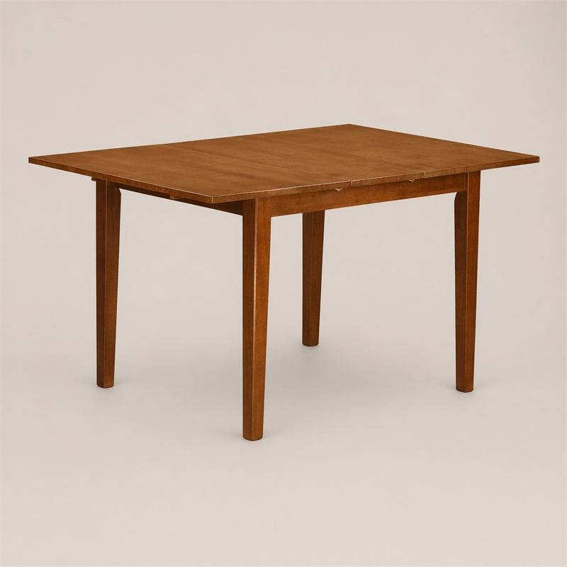 Pemberly Row Rectangular Extendable Wood Dining Table in Saddle Brown Finish