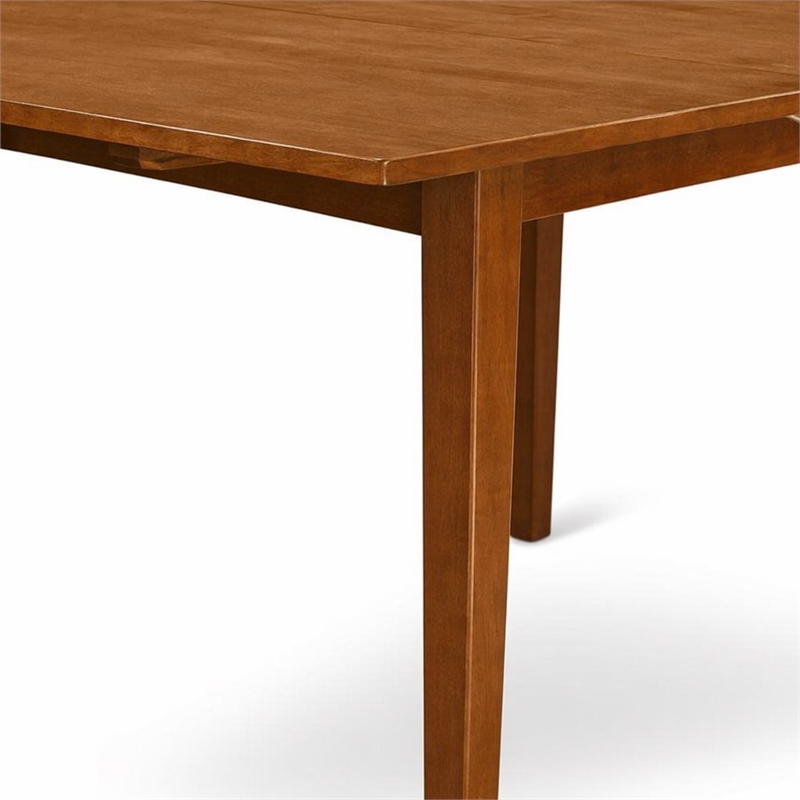 Pemberly Row Rectangular Extendable Wood Dining Table in Saddle Brown Finish