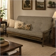 Pemberly Row Tucson Queen Wood Futon with Linen Stone Mattress
