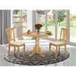 Pemberly Row Dublin 3-Piece Dining Set with Dropleaf in Oak Finish