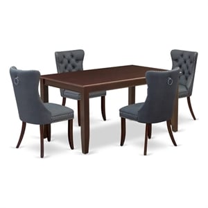Pemberly Row 5-Piece Dining Set with Extendable Table in Mahogany/Platinum Gray