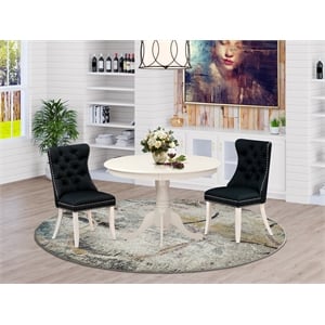 Pemberly Row 3-Piece Dining Table Set with Round Pedestal Base in Linen White