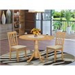 Pemberly Row Dublin 3-Piece Round Wood Dining Set in Oak Finish