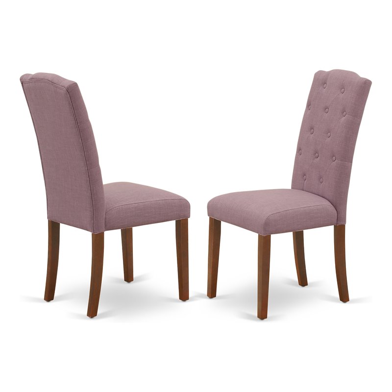 Pemberly Row Fabric Dining Chairs in Mahogany/Purple (Set of 2)