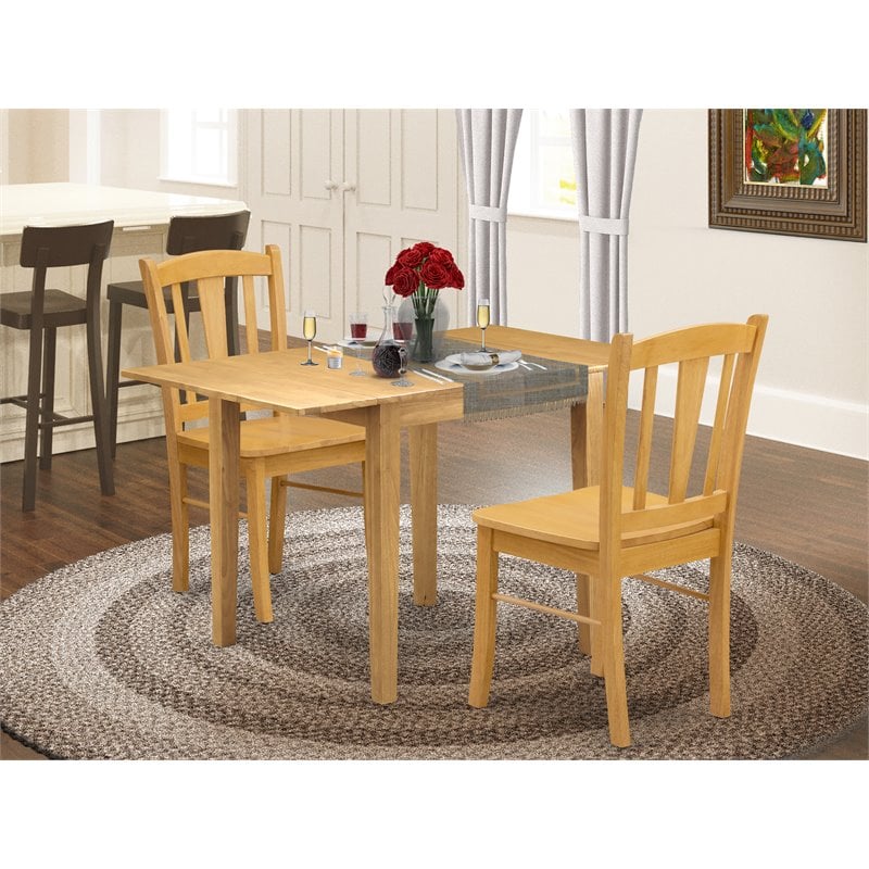 Pemberly Row 3-Piece Oak Dining Room Set with Panel Back Chairs