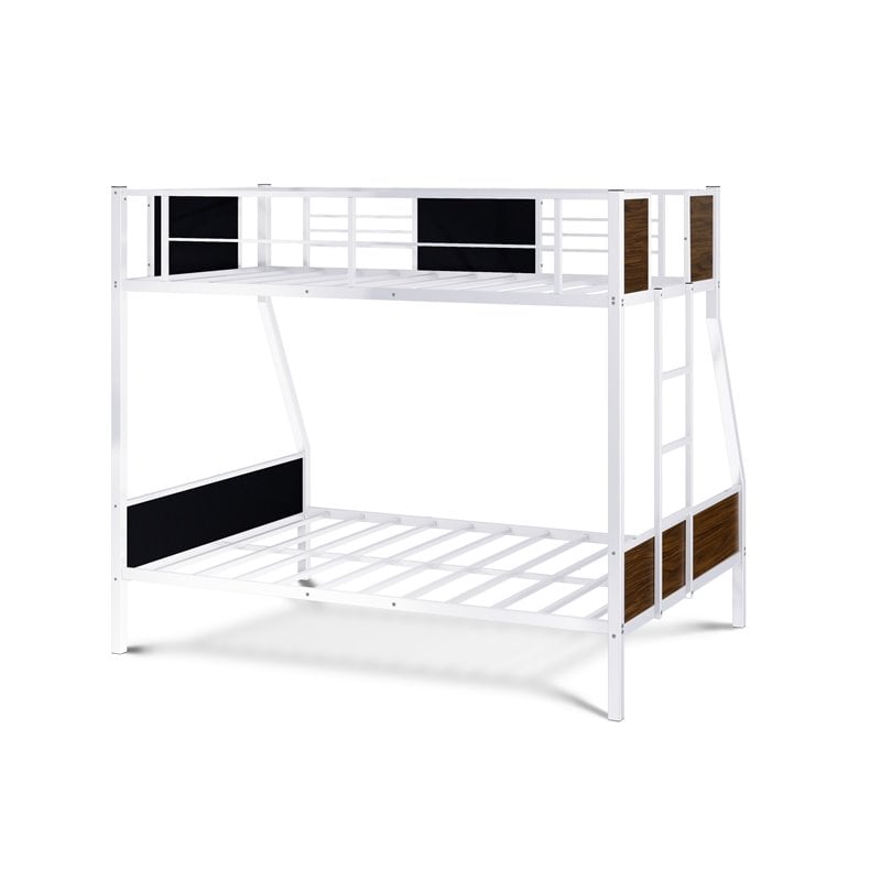 Pemberly Row Metal Twin Over Full Bunk Bed in White with Ladder
