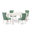 Pemberly Row 5-Piece Dining Set in Linen White with Willow Green Chairs