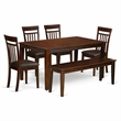 Pemberly Row Capri 6-Piece Wooden Dining Set in Mahogany Finish