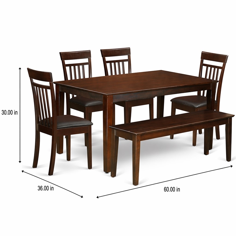 Pemberly Row Capri 6-Piece Wooden Dining Set in Mahogany Finish