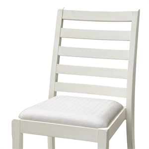 Pemberly Row Dining Chairs in White Faux Leather Wood (Set of 2)