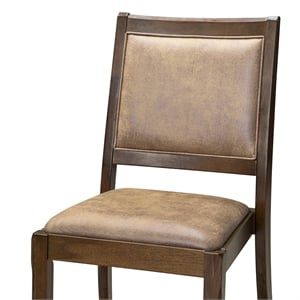 Pemberly Row Dining Chairs in Walnut Faux Leather Wood (Set of 2)