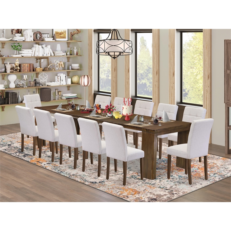 Pemberly Row 13-Piece Extendable Dining Set in Walnut Finish Wood