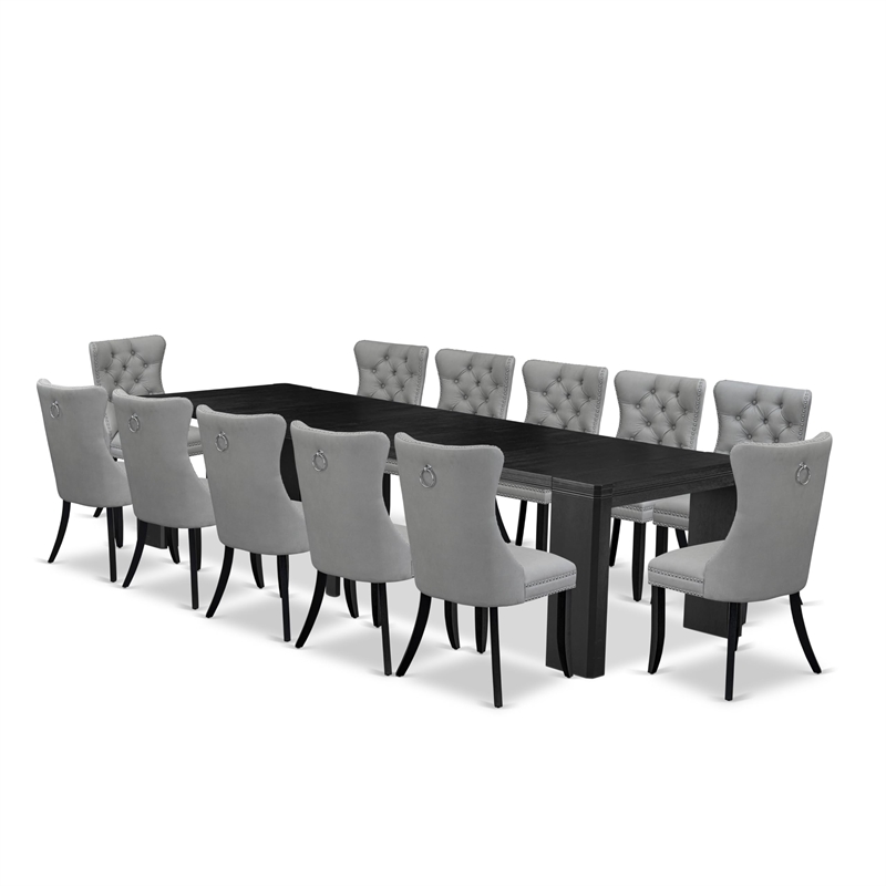 Pemberly Row 13-Piece Wood Dining Table Set in Black Finish