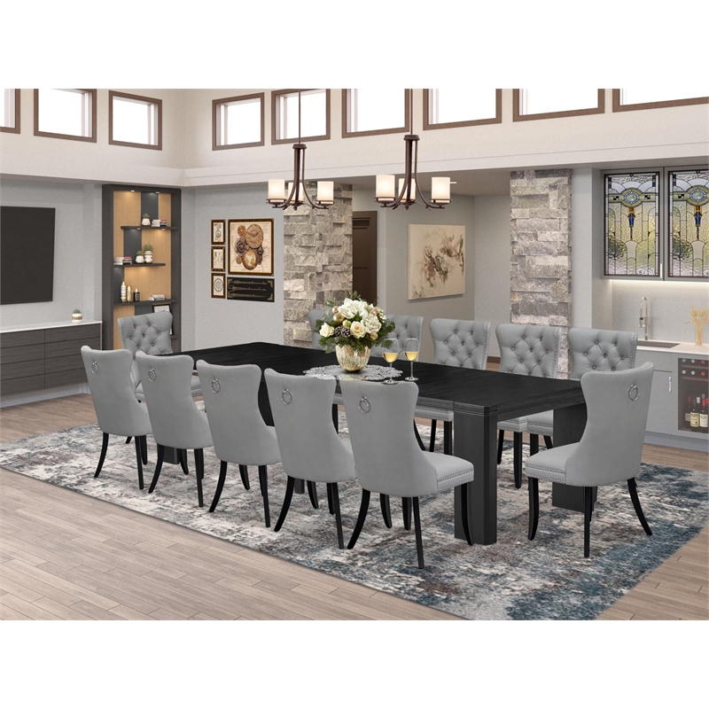 Pemberly Row 13-Piece Wood Dining Table Set in Black Finish