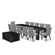 Pemberly Row 14-Piece Extendable Acacia Wood Dining Table Set in Black Finish