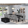 Pemberly Row 14-Piece Extendable Acacia Wood Dining Table Set in Black Finish