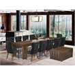 Pemberly Row 14-Piece Extendable Wood Dining Set in Antique Walnut Finish