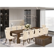 Pemberly Row 14-Piece Extendable Dining Set in Walnut Finish