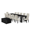 Pemberly Row 14-Piece Dining Room Table Set in Black Finish