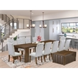 Pemberly Row 14-Piece Extendable Dining Set in Walnut Finish with Acacia Wood