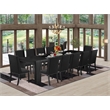 Pemberly Row 13-Piece Dining Room Table Set in Wood with Black Finish