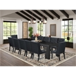 Pemberly Row 13-Piece Dining Room Table Set in Black Finish