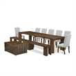 Pemberly Row 10-Piece Extendable Dining Table Set in Walnut Finish