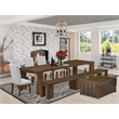 Pemberly Row 10-Piece Extendable Dining Table Set in Walnut Finish