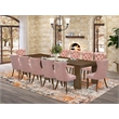 Pemberly Row 13-Piece Extendable Dining Set in Walnut Finish