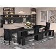Pemberly Row 5-Piece Dining Table Set with Extendable Table in Black Wood