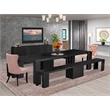 Pemberly Row 5-Piece Dining Set with Faux Leather Beige Red Seats