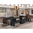 Pemberly Row 5-Piece Extendable Dining Set with Burgundy Faux Leather Seats