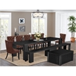 Pemberly Row 10-Piece Dining Table Set in Wire-Brushed Black Finish