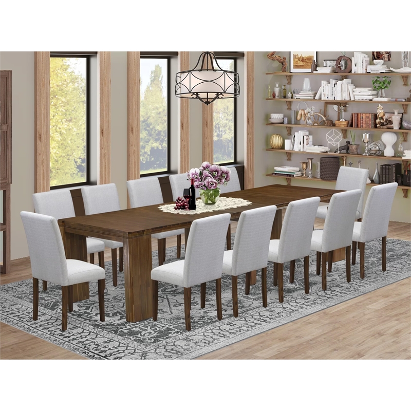 Pemberly Row 13-Piece Walnut Wood Extendable Dining Set