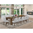 Pemberly Row 13-Piece Extendable Dining Room Set in Walnut Finish