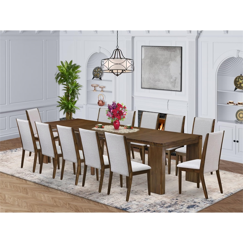 Pemberly Row 13-Piece Extendable Walnut Dining Table and Chair Set