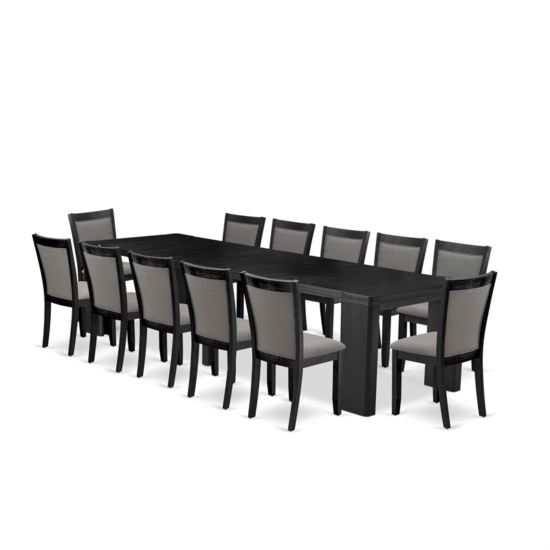 Pemberly Row 13-Piece Dining Room Set Wood in Black Finish