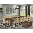 Pemberly Row 14-Piece Extendable Dining Set in Antique Walnut Finish