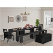 Pemberly Row 6-Piece Dining Table Set with Benches in Black Finish