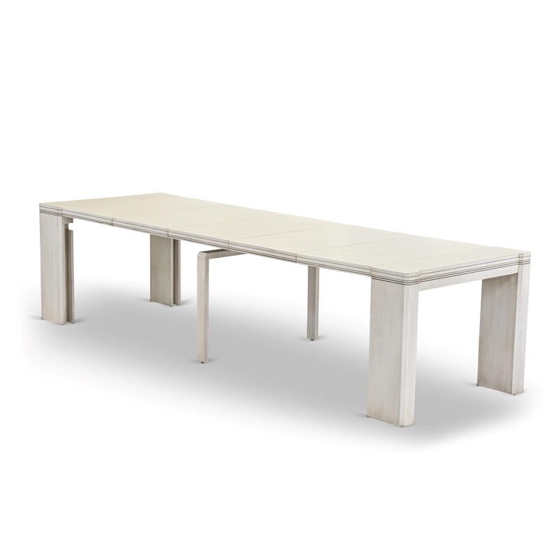 Pemberly Row 2-Piece Extendable Dining Set in Antique White Wood Finish