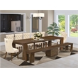 Pemberly Row 9-Piece Extendable Dining Set in Walnut Wood Finish