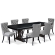 Pemberly Row 7-Piece Modern Dining Table Set with Black Finish