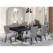 Pemberly Row 7-Piece Modern Dining Table Set with Black Finish